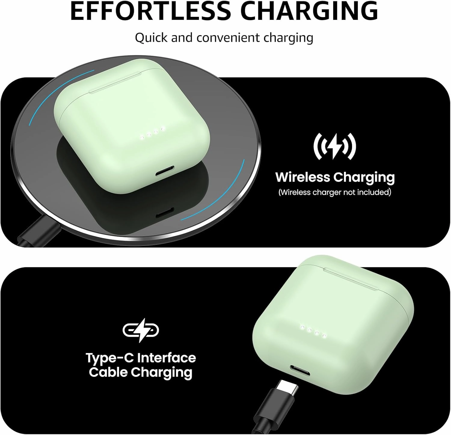 TOZO T6 True Wireless Earbuds Bluetooth 5.3 Headphones 50H Long Playtime, Wireless Charging Case, IPX8 Waterproof Stereo Earphones, Built-in Mic Calls, Headset Premium Deep Bass 32 Preset EQs via APP