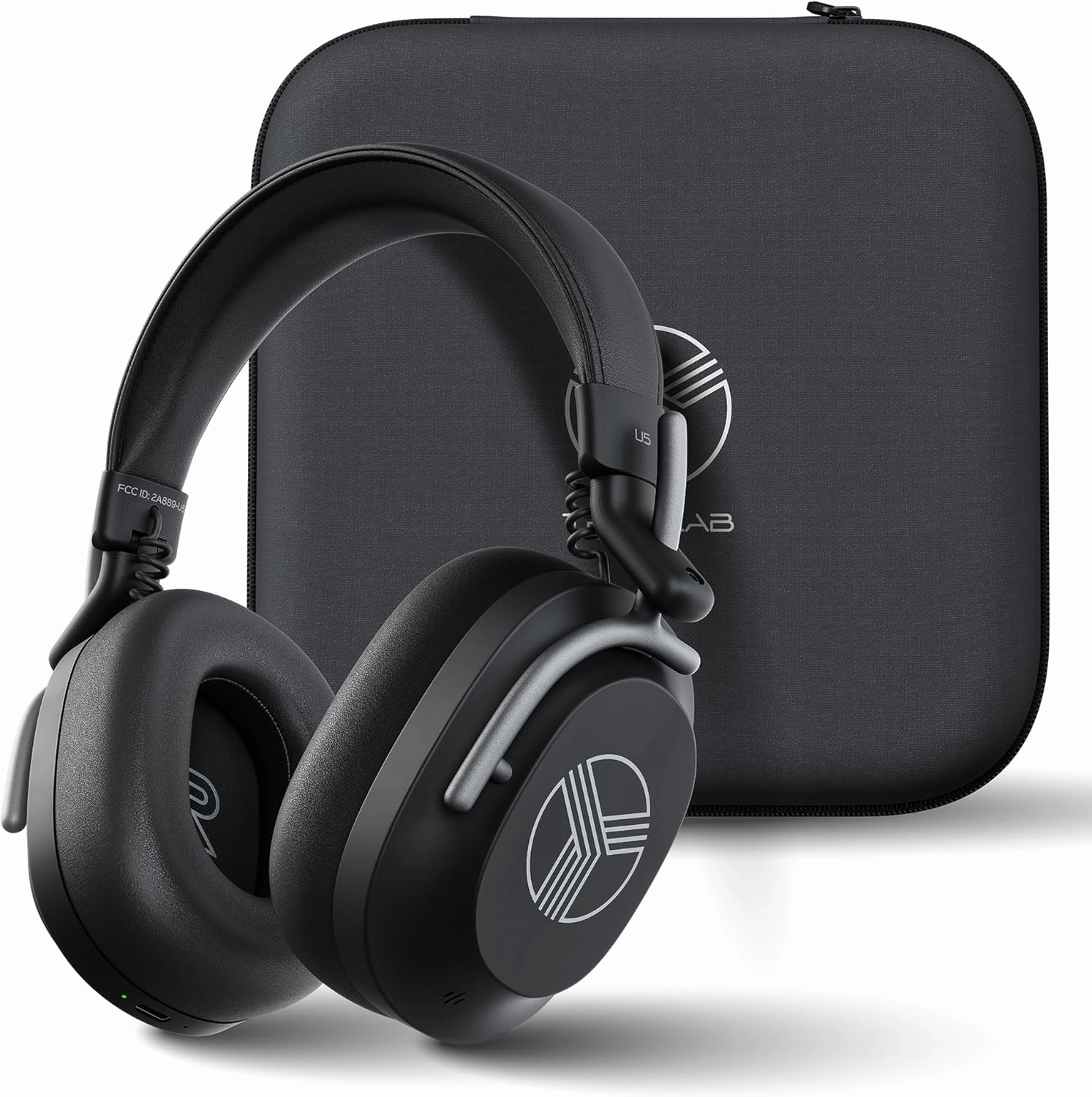 TREBLAB U5 - Hybrid Active Noise Cancelling Headphones Over-Ear Bluetooth 5.3, 55H Battery, Deep Bass, Multipoint, IPX4, Foldable, Mic for Calls, Wireless Headphones Foldable for Travel, Gym, Work over-ear headphones,closed back headphones,wireless studio 