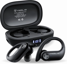 TREBLAB X3 Pro - Ultra Comfortable Earhooks, Pure-HD Sound, Punchy Bass, 145H Battery, Waterproof & Sweatproof Bluetooth Earbuds, Mics for Calls, True Wireless Earbuds for Sports Workout Running wireless earbuds,Bluetooth earphones,true wireless stereo