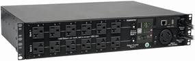 Tripp Lite 2.9kW Single-Phase ATS / Switched PDU, LX Platform Interface, 120V Outlets (24 5-15/20R, 1 L5-30R) 2 L5-30P, 2 10ft Cords, 2U Rack-Mount, TAA (PDUMH30ATNET),Black rackmount gear,audio rack equipment,studio rackmounts,