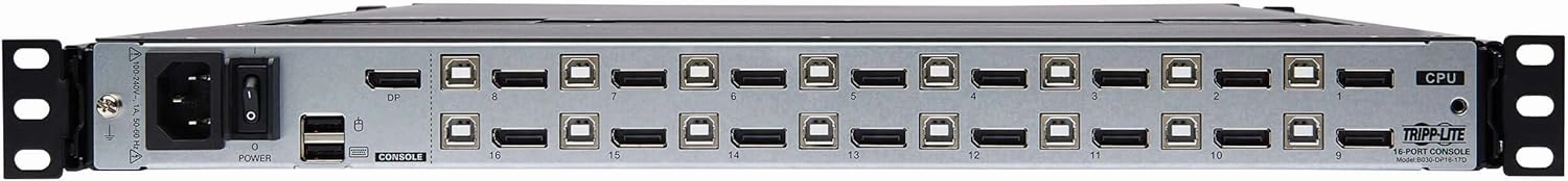 Tripp Lite, 8-Port, NetDirector, DisplayPort, KVM, Switch, Console w/ 17 in. LCD, Dual Rail, 1U Rack-Mount (B030-DP08-17D)