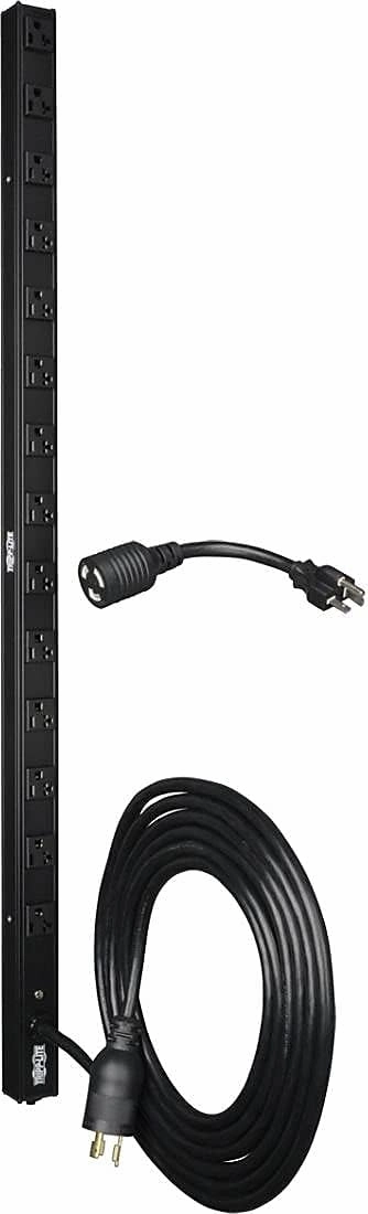 Tripp Lite Basic PDU, 20A, 14 Outlets (5-15/20R), 120V, L5-20P/5-20P Adapter, 15 ft. Cord, 0U Vertical Rack-Mount Power, 36 in. (PDUV20) rackmount gear,audio rack equipment,studio rackmounts,