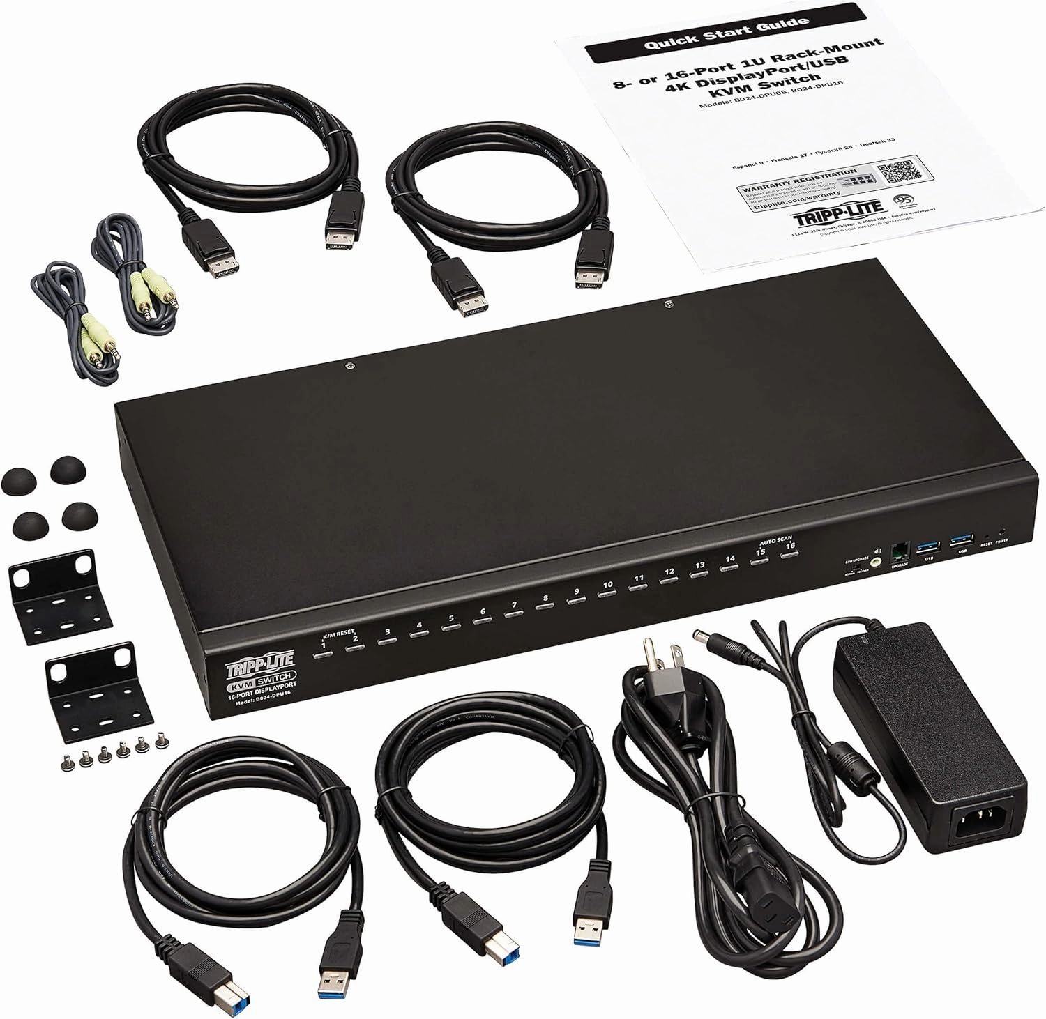 Tripp Lite KVM Switch, 16 Port HDMI USB with Audio and USB Sharing KVM Switch, 1U Rack Mount (B024-HU16)