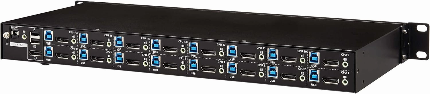 Tripp Lite KVM Switch, 16 Port HDMI USB with Audio and USB Sharing KVM Switch, 1U Rack Mount (B024-HU16)