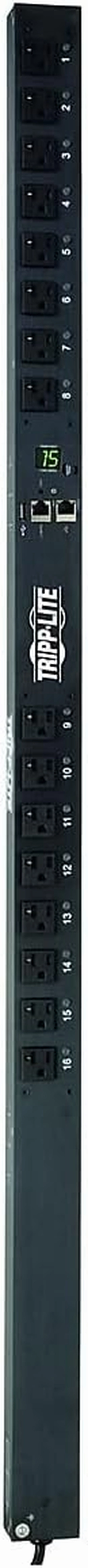 Tripp Lite PDU Switched 1.4kW 16 5-15R 120V 15A LX Platform Interface 5-15P Vertical 0URM Rack-Mount TAA (PDUMV15NETLX) rackmount gear,audio rack equipment,studio rackmounts,