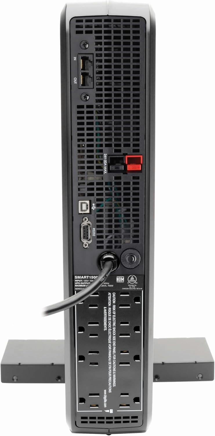 Tripp Lite SMART1500LCDXL 1500VA Smart UPS Back Up, 900W Rack-Mount/Tower, LCD, AVR, Extended Runtime Option, USB, DB9, 3 Year Warranty & Dollar 250,000 Insurance Black