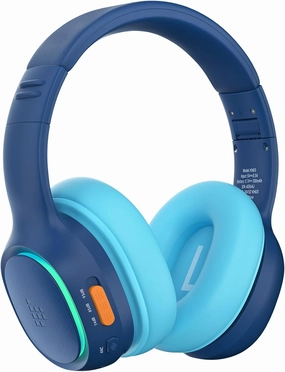 Tronsmart KH03 Kids Noise Cancelling Bluetooth Headphones, Safe Volume Control, Wireless Headphones with Light & Microphone, 70H Playtime, Built-in Audio Cable, for School/Travel/Airplane(Blue) noise cancelling headphones,ANC headphones,travel headphon