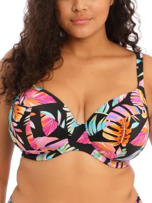 Tropical Falls Plunge Bikini Top - Black