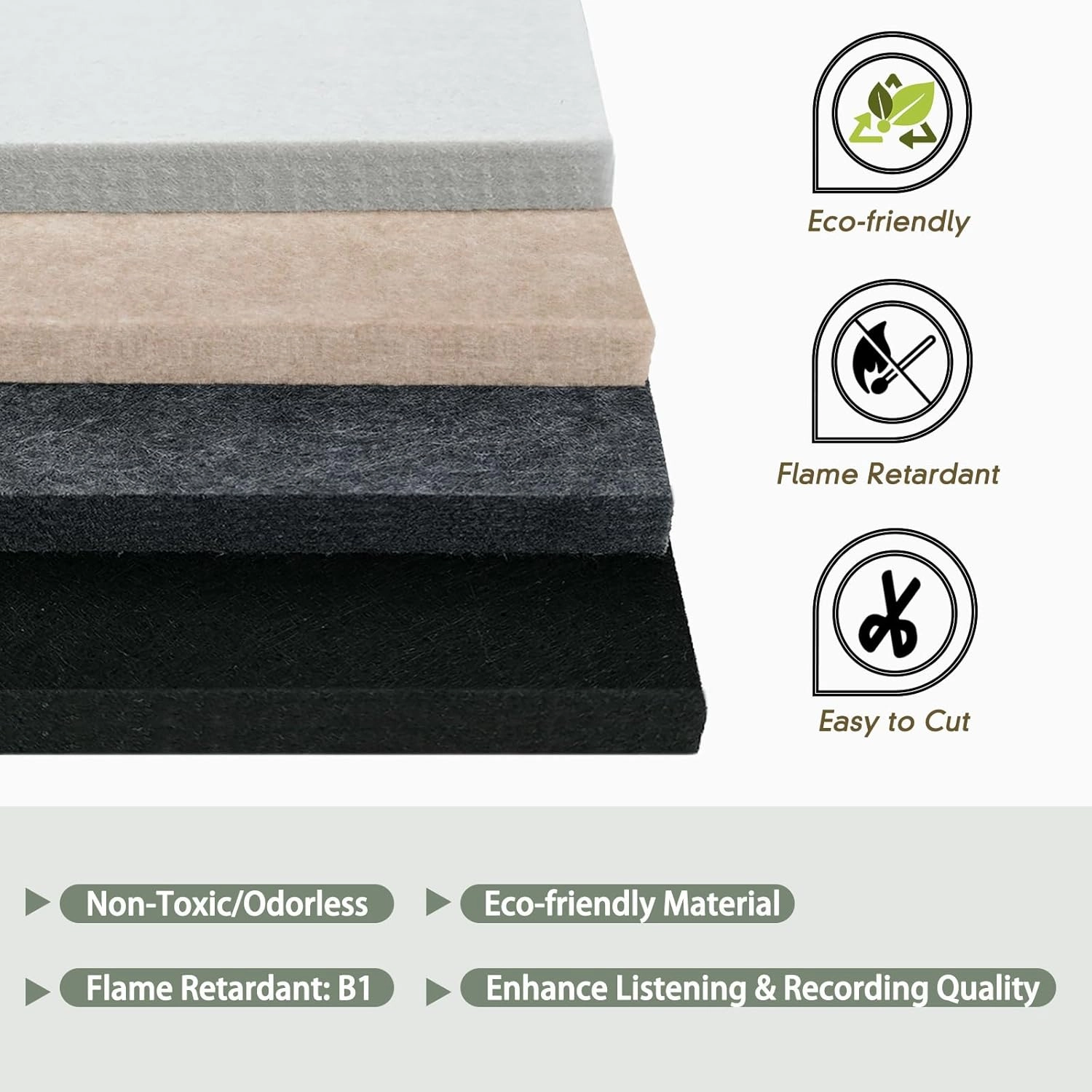 TroyStudio Thickened Acoustic Panels, 31.5 x 23.6 x 0.5 Inches Pack of 6 Felt Wall Decor Tile Sound Absorbing Board, Noise Reverb Echo Dampening Soundproof Padding for Door Music Recording Home Studio