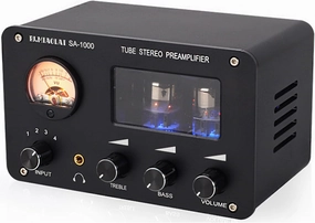 Tube Preamp, HiFi Audio Tube Amplifier, Treble Bass Tube Pre Amp, Retro Vintage Audio Switching Tube Amplifier for Home Audio, 4 RCA in   2 RCA Out, Built-in 5532 Chip tube amplifier,valve amp,audiophile tube stereo,