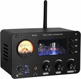 Tube Preamplifier, HiFi Audio Preamplifier, Bluetooth Lossless Decoding, Treble and Bass Adjustment, XLR Balanced Output, RCA Analog Output, 3.5 Headphone Output, for Home, Office balanced output player,audiophile player,hi-res digital player,