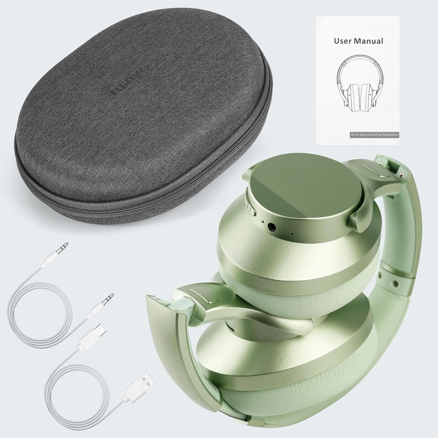 TUINYO Wireless Headphones - Noise Cancelling Over Ear Bluetooth Headphones with 60H Playtime, Deep Bass Hi-Fi Stereo Sound & Comfortable Earpads for Travel, Home and Office-Green