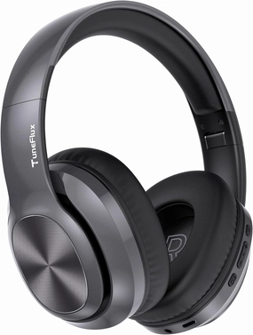 TuneFlux Wireless Bluetooth Headphones Over Ear, 80H Playtime, 3EQ Sound Modes, HiFi Stereo Headphones with Deep Bass, Foldable Bluetooth 5.3 Headsets for Smartphone/PC/Computer-Metallic over-ear headphones,closed back headphones,wireless studio cans,