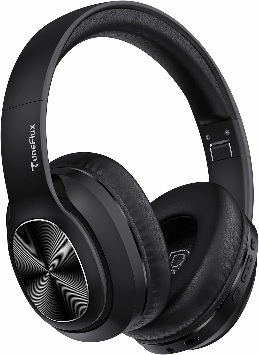 TuneFlux Wireless Bluetooth Headphones Over Ear, 80H Playtime, 3EQ Sound Modes, HiFi Stereo Headphones with Deep Bass Microphone, Foldable Bluetooth 5.3 Headsets for Smartphone/PC/Computer over-ear headphones,closed back headphones,wireless studio cans,