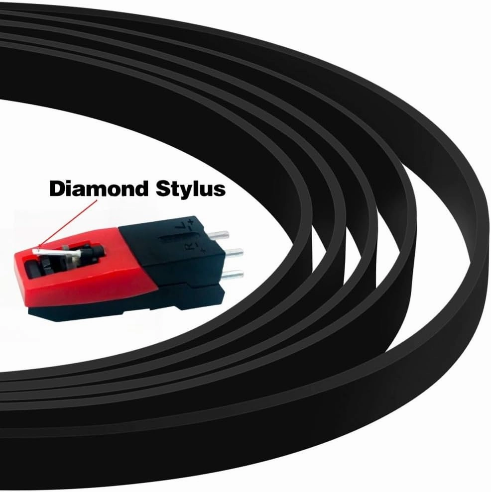 Turntable Belt with Record Player Cartridge Set Replacement Different Specifications Square Cassette Tape Machine Recorder Rubber Belt Diamond Stylus Replacement Needle for Turntable 