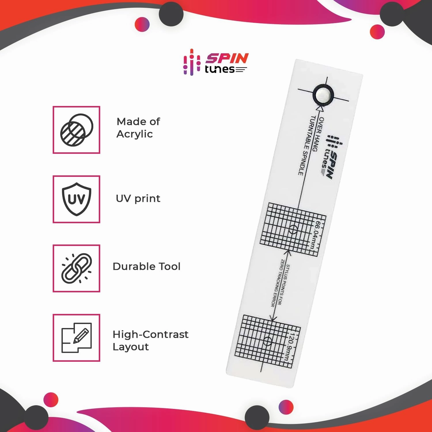 Turntable Phono Cartridge Stylus Alignment Protractor Tool- High Visible Tool for Vinyl Record Precision Calibration- Ensure Accurate Tracking and Sound Quality