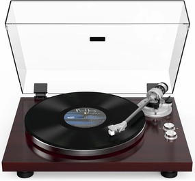 Turntable Record Player Wireless Output Carbon Fiber Tonearm Vinyl Player Aluminium Platter Belt-Drive LP Turn Tables 33 1/3&45 RPM Phono Audio RCA Line Output ATN3600L MM Cartridge Walnut Wood Red balanced output player,audiophile player,hi-res digita