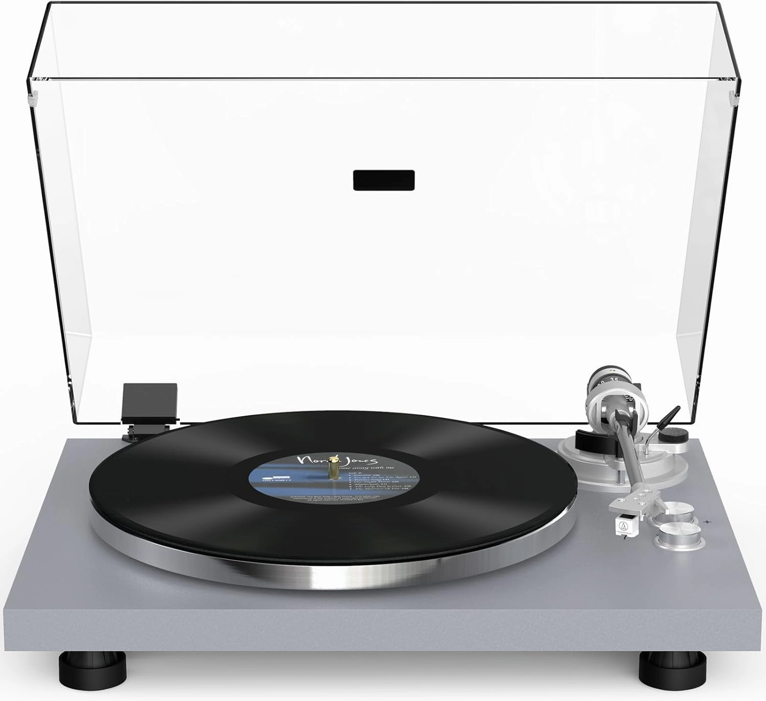 Turntable Record Player Wireless Output Carbon Fiber Tonearm Vinyl Player Aluminium Platter Belt-Drive LP Turn Tables 33 1/3&45 RPM Phono Level Audio RCA Line Output AT-3600L MM Cartridge Grey belt-drive turntable,vinyl record player,audiophile turntab