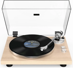 Turntable Record Player Wireless Output Carbon Fiber Tonearm Vinyl Players Aluminium Platter Belt-Drive LP Turntables 33 1/3&45 RPM Audio Phono RCA Line Out ATN3600L MM Cartridge Pale Walnut White belt-drive turntable,vinyl record player,audiophile tur