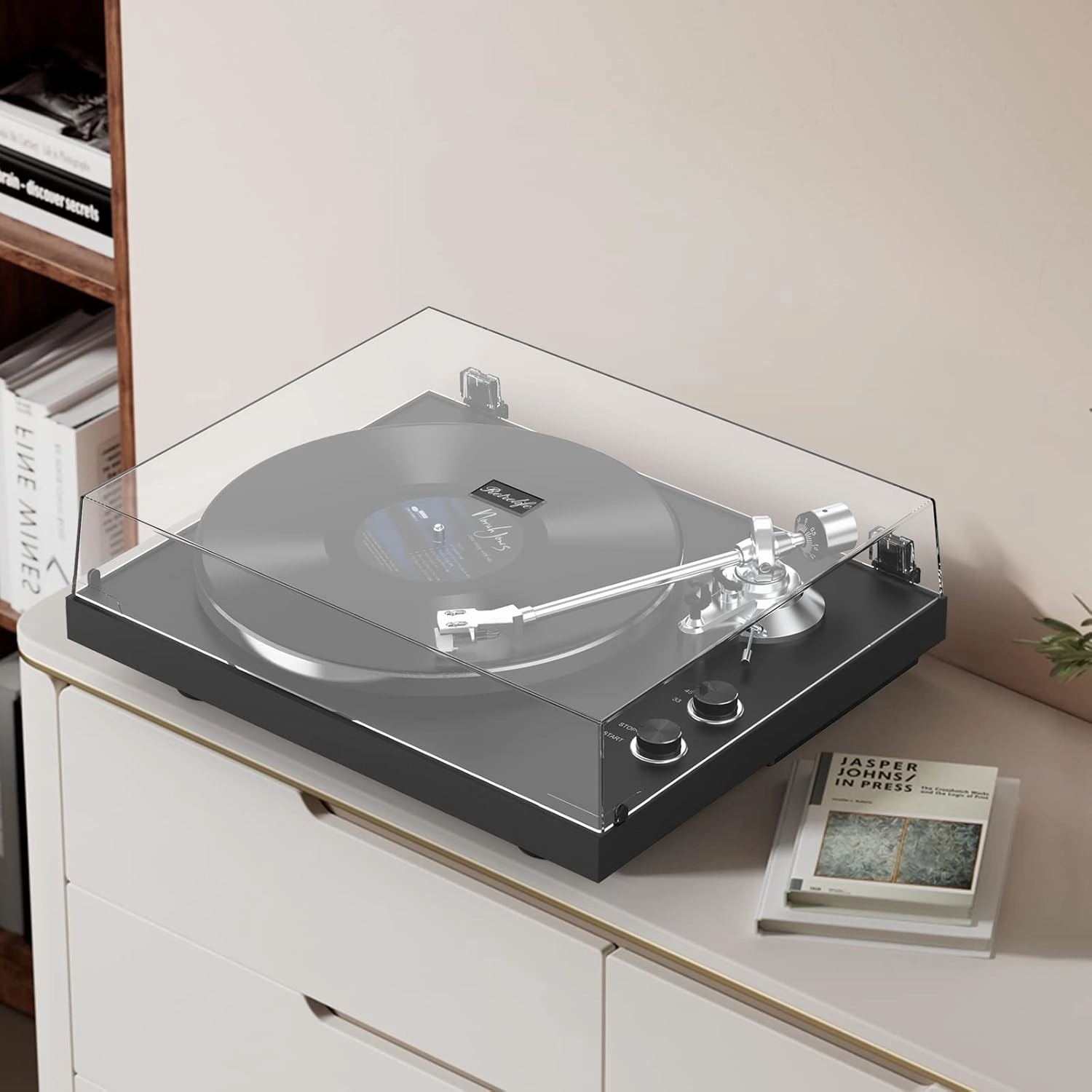 Turntables Belt-Drive Record Player with Wireless Output Connectivity, Vinyl Player Support 33&45 RPM Speed Phono Line USB Digital to PC Recording with Advanced Magnetic Cartridge&Counterweight Black