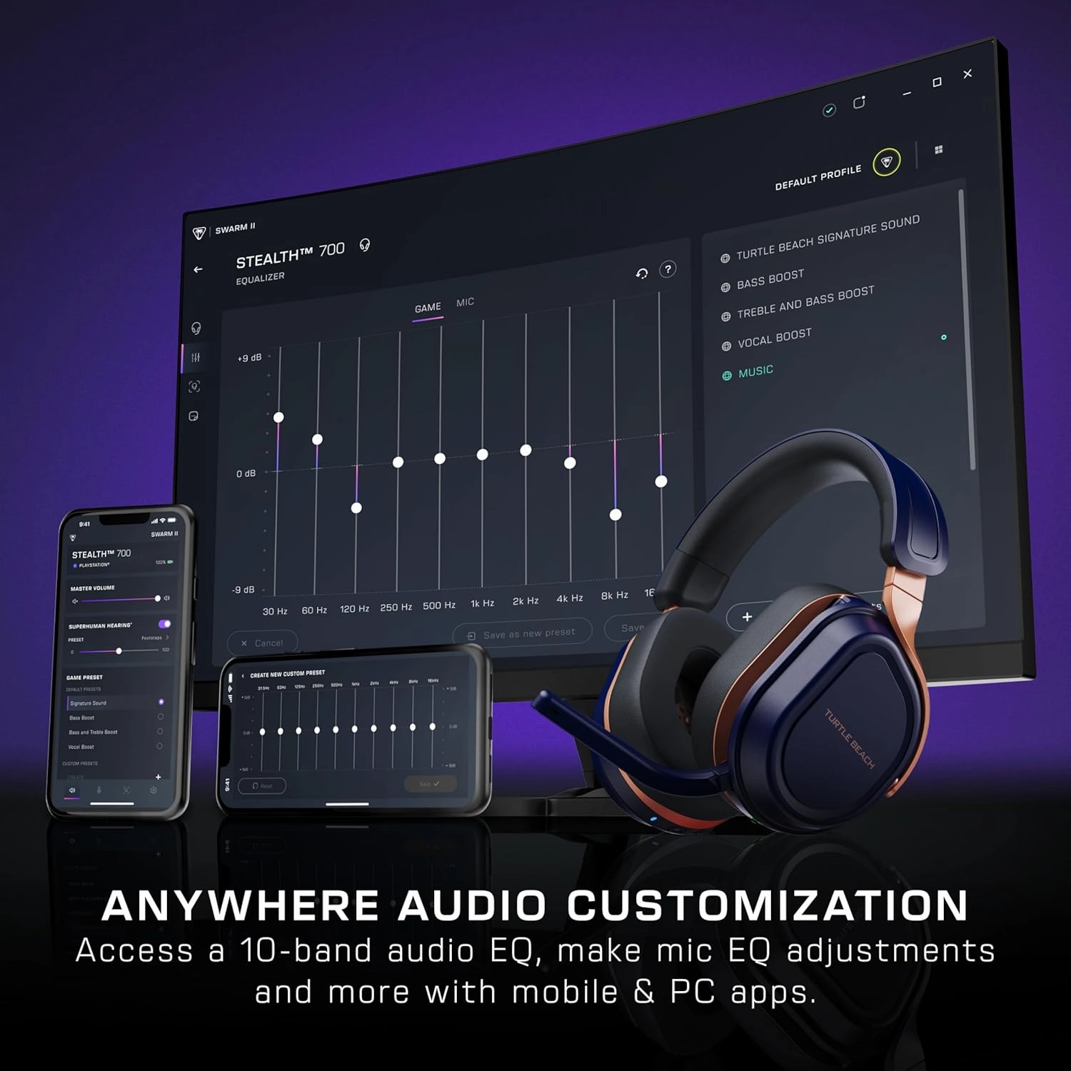 Turtle Beach Stealth 700 Gen 3 Wireless Multiplatform Amplified Gaming Headset for Xbox Series X|S, Xbox One, PC, PS5, Mobile  60mm Drivers, AI Noise-Cancelling Mic, Bluetooth, 80-Hr Battery  Cobalt