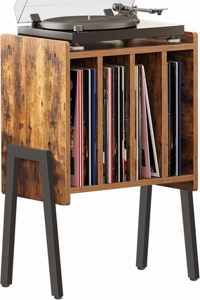 TUTOTAK Record Player Stand, Record Storage Table, End Table with Vinyl Holder Display Shelf, Side Table, Turntable Stand, Nightstand V1TB01BB045 vinyl storage,record holder,LP organizer,