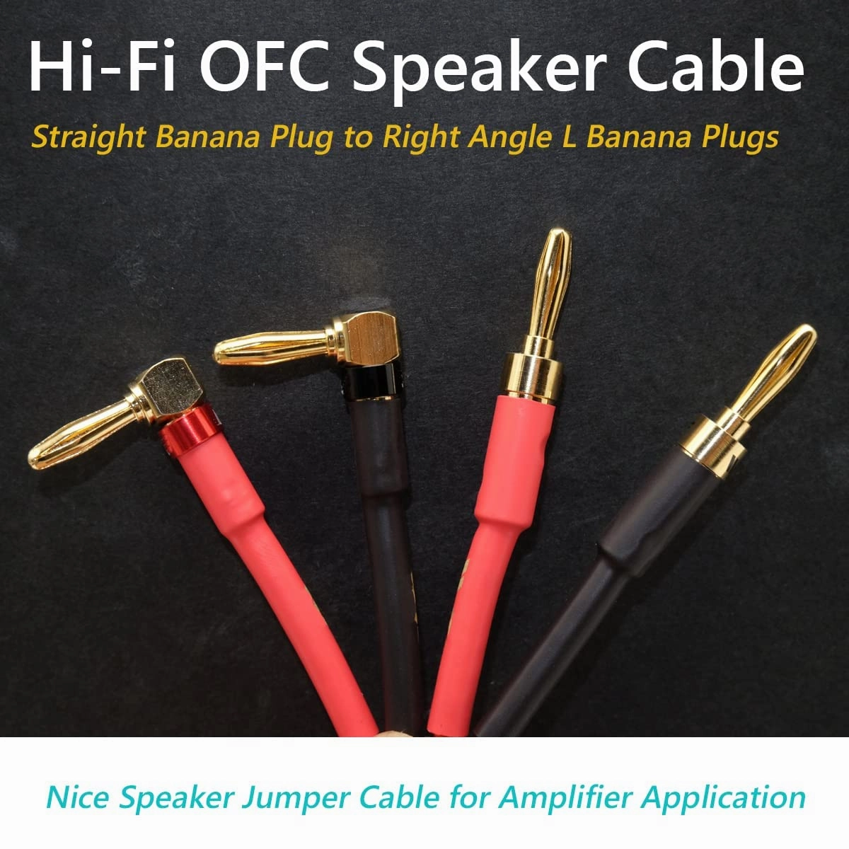 UCINNOVATE 2 Pack 14 AWG Speaker Wire with Banana Plugs, 2X 3m HiFi OFC Speaker Cable with Gold-Plated Right Angle Banana Plugs to Banana Plugs Audio Cable Speaker Cord for Audiophile (3m / 9.8FT)