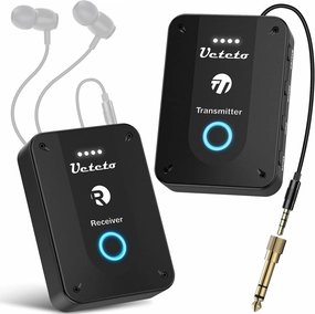 Ueteto Wireless in Ear Monitor System 2.4G Stereo IEM System with Transmitter Beltpack Receiver Automatic Pairing, for Studio, Band Rehearsal, Live Performance in-ear monitors,hi-fi IEMs,studio earphones,