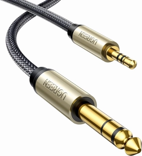 UGREEN 1/8 to 1/4 Stereo Cable 3.5mm TRS to 6.35mm Audio Cable Guitar to Aux Male Cord with Zinc Alloy Housing and Nylon Braid for Guitar, Laptop, Home Theater Devices, Speaker and Amplifiers 16FT speaker cable,audio wire,hi-fi speaker cord,