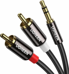 UGREEN 3.5mm to RCA Cable, 10FT RCA Male to Aux Audio Adapter HiFi Sound Headphone Jack Adapter Metal Shell Y Splitter Auxiliary Cord 1/8 Connector for Phone Speaker MP3 Tablet HDTV speaker cable,audio wire,hi-fi speaker cord,