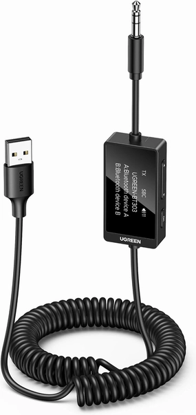 UGREEN Bluetooth 5.4 Transmitter Receiver, Dual Pairs 3.5mm Audio Aux Adapter with Built-in Microphone for Hands-Free Calls, 2-in-1 Wireless Bluetooth Adapter Compatible with Car Speakers Home Stereo wireless audio bridge,Bluetooth transmitter,WiFi audio l