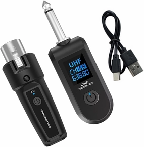 UHF Wireless Microphone System XLR Mic Adapter 20 Channels Audio Transmitter and Receiver wireless audio bridge,Bluetooth transmitter,WiFi audio link,