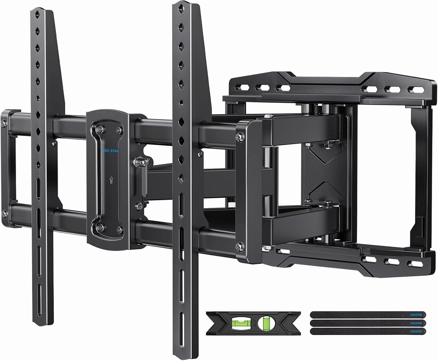 UL Listed Full Motion TV Wall Mount Bracket for Most 37-86 inch TVs, Swivel Tilt Extension Level TV Mount, Max VESA 600x400mm, Holds up to 132lbs & 16" Wood Studs with Hole Drilling Template speaker wall mount,audio bracket,AV wall mounting,