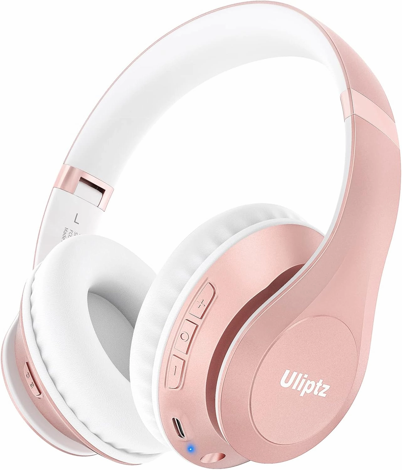 Uliptz Wireless Bluetooth Headphones, 65H Playtime, 6EQ Sound Modes, HiFi Stereo Over Ear Headphones with Microphone, Foldable Bluetooth 5.3 Headphone for Travel/Office/Cellphone/PC (Rose Gold) over-ear headphones,closed back headphones,wireless studio can