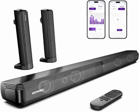 ULTIMEA 2.2ch Sound Bar for Smart TV, Peak Power 100W, 2-in-1 Detachable Sound Bar for TV, App, Bluetooth 5.3 TV Soundbar, 3 EQ Modes, BassMX Technology, HDMI-ARC/Opt/AUX, Apollo S40, 2025 Upgraded soundbar,TV speaker bar,home theater soundbar,