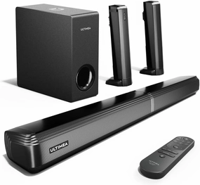 ULTIMEA 4.1ch Sound Bar for Smart TV with Subwoofer, Peak Power 200W, 2-in-1 Detachable Soundbar for TV, Bluetooth 5.3, Bass Adjustable, 3 EQ Modes TV Sound Bar, HDMI ARC/Optical/Aux, Apollo S50 soundbar,TV speaker bar,home theater soundbar,