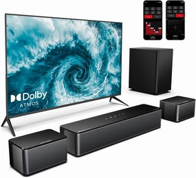 ULTIMEA 5.1 Sound Bar with Dolby Atmos, 410W Peak Power, Surround Sound System for Smart TV, APP Control, Surround and Bass Adjustable, Home Theater with Subwoofer, Poseidon D60 (2025 New Model) surround sound system,cinema audio kit,5.1 surround package,