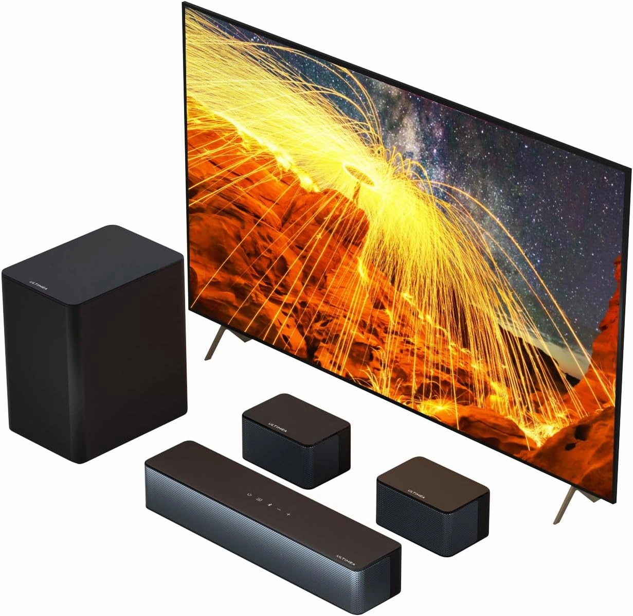 ULTIMEA 5.1 Virtual Surround Sound Bar, 320W Home Theater Surround System with Adjustable Speakers & Subwoofer, TV Speaker Soundbar, Sound Bar for Smart TV, Bluetooth 5.3, Easy Setup, Poseidon D50 surround sound system,cinema audio kit,5.1 surround pac