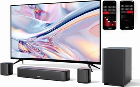 ULTIMEA 5.1ch Sound Bar for Smart TV, Virtual Surround Sound System for TV, App Control, Home Theater Sound System, TV Soundbar with Subwoofer, 2 Surround Speakers, Peak Power 250W, Opt/AUX, Aura A30 surround sound system,cinema audio kit,5.1 surround pack