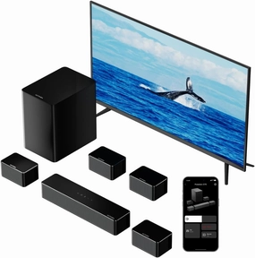 ULTIMEA 7.1 Sound Bars for TV, Virtual Surround Sound System, 410W Peak Power, App Control, Smart TV Soundbar with Wireless Subwoofer, 4 Wired Surround Speakers, Home Theater Sound System, 2025 surround sound system,cinema audio kit,5.1 surround package,