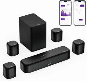 ULTIMEA 7.1ch Sound Bar with Dolby Atmos, Surround Sound System for TV with 4 Surround Speakers, Sound Bar for Smart TV with App Control, Soundbar with Subwoofer for Home Theater, HDMI eARC, Aura A60 surround sound system,cinema audio kit,5.1 surround pack