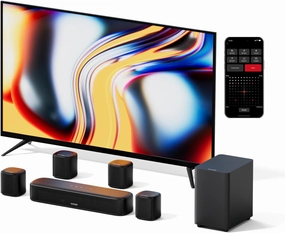 ULTIMEA 7.1ch Sound Bar with Subwoofer, Virtual Surround Sound System for TV, Sound Bar for Smart TV with 4 Surround Speakers, Peak Power 330W, TV Soundbar with App Control, Opt/AUX/BT, Aura A40 soundbar,TV speaker bar,home theater soundbar,