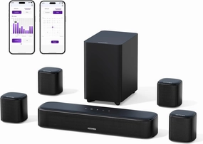 ULTIMEA 7.1ch Virtual Surround Sound Bar, Sound Bar for Smart TV with 4 Surround Speakers, Peak Power 330W, Surround Sound System for TV, App Control, TV Soundbar with Subwoofer, Opt/AUX/BT, Aura A40 floorstanding speakers,tower speakers,stereo floor speak