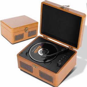 Ultra-Compact Portable Rechargeable Bluetooth CD Player | Minimalist Design | AUX/USB/TF Card Playback & Headphone Output | Hi-Fi Audiophile Stereo | 2200 mAh Built-in Battery | RetroBeat (Brown) audiophile headphones,high-end headphones,studio over-ea