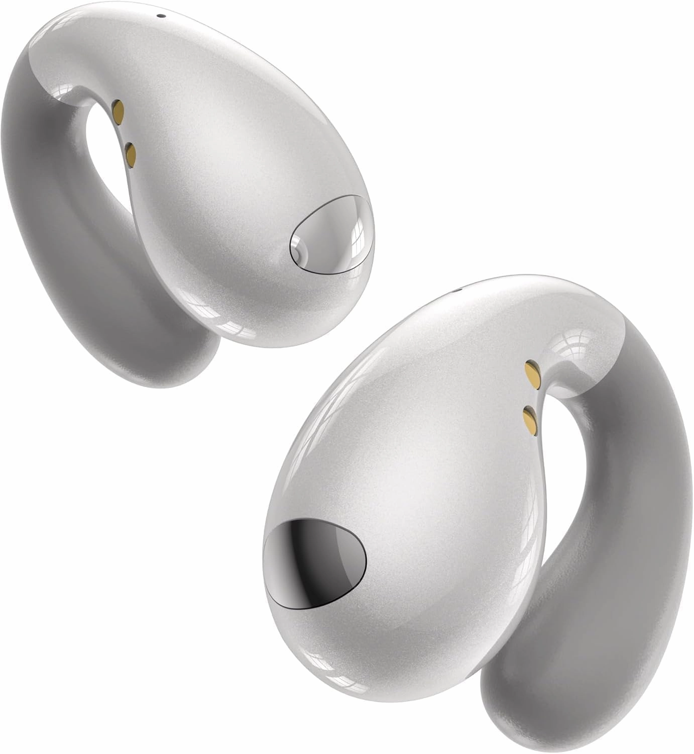 Ultra Open Ear Earbuds - Ergonomic Clip-On Earbuds, Small Bone Conduction Over-The-Ear Headphones with Waterproof Design, Perfect Running Headphones for Sports and Fitness, Pearl White in-ear monitors,hi-fi IEMs,studio earphones,