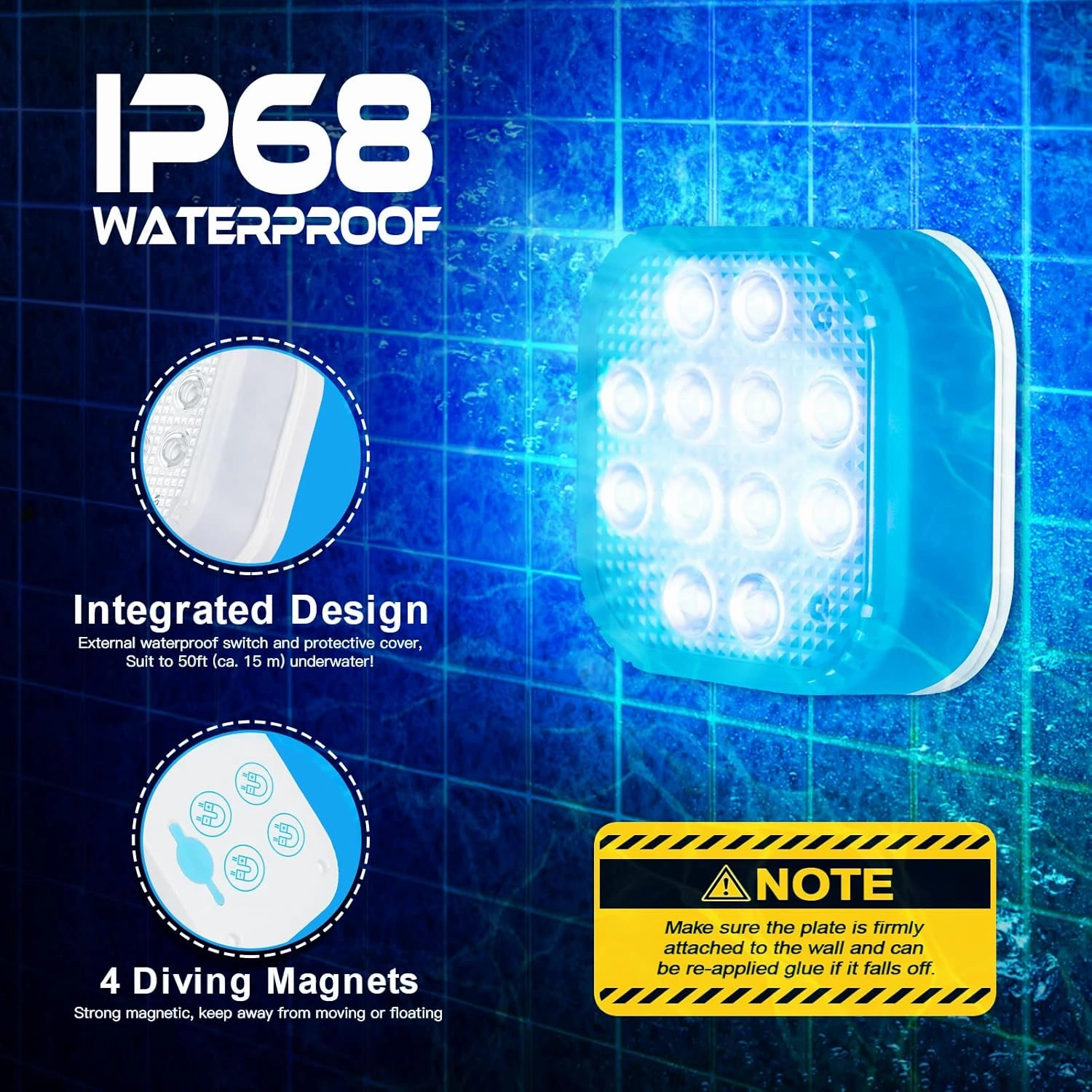 Underwater Led Lights with Remote, IP68 Waterproof Magnet Floating Lights for Bathtubs, Ponds, Parties (1 Set)