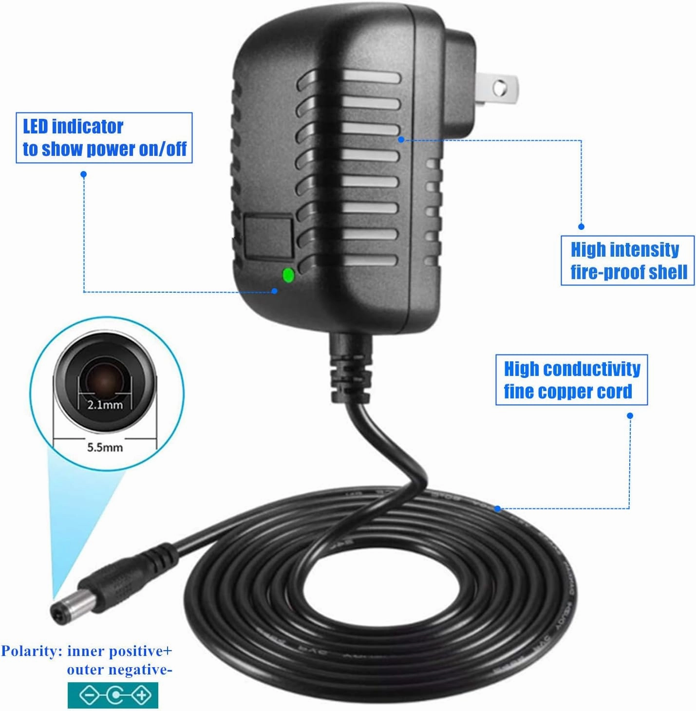 Universal 5V 3A Ac Adapter DC5V Power Supply Charger with 11 DC Plug Tips AC120V to DC5v 3a 2.5a 2a 1.5a 1a Power Adapter for Baby Monitor Graco Swing Raspberry Pi USB HUB 5volt ac-dc Adapter 6FT