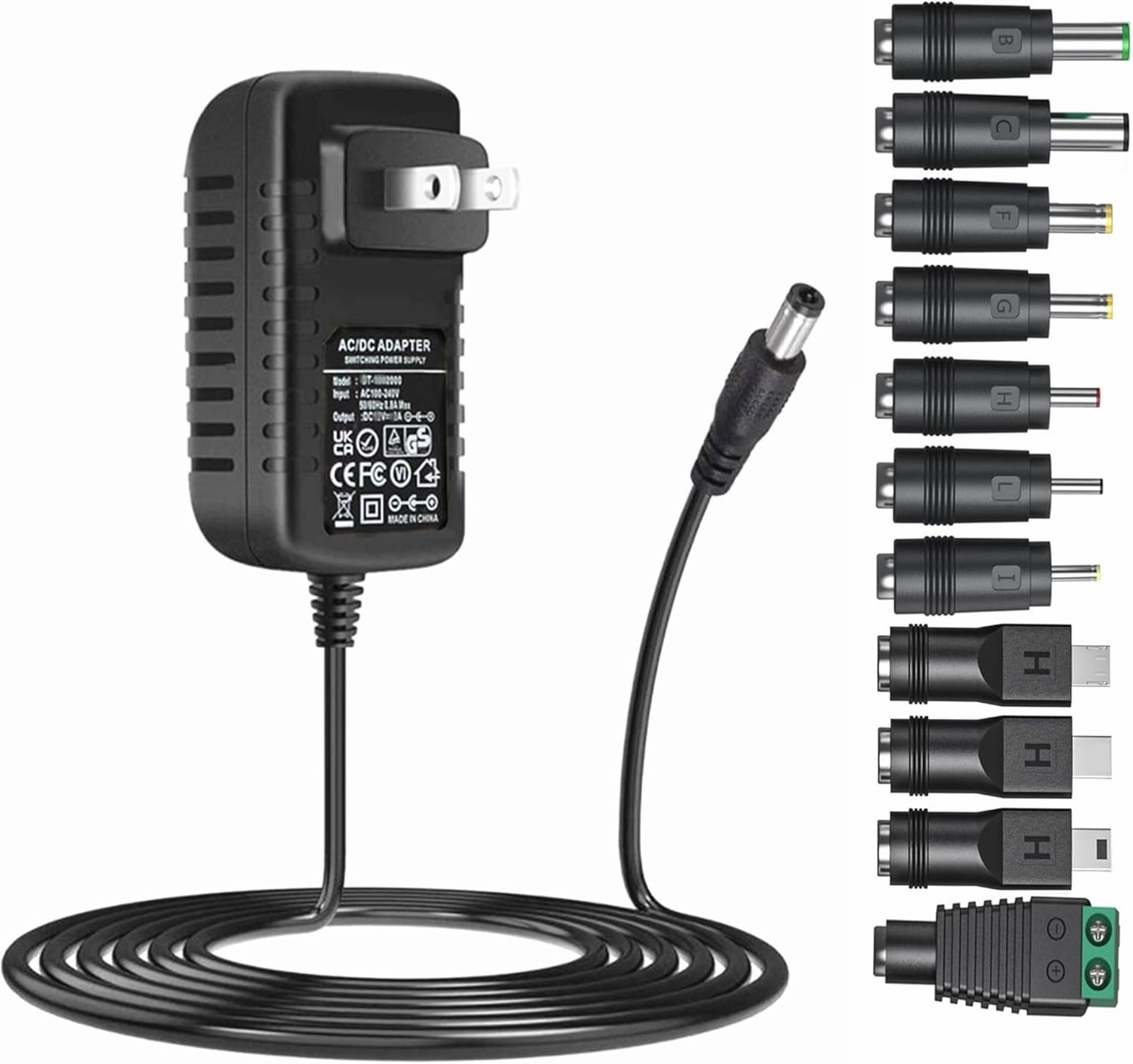 Universal 5V 3A Ac Adapter DC5V Power Supply Charger with 11 DC Plug Tips AC120V to DC5v 3a 2.5a 2a 1.5a 1a Power Adapter for Baby Monitor Graco Swing Raspberry Pi USB HUB 5volt ac-dc Adapter 6FT power cord,hi-fi power cable,AC power lead,