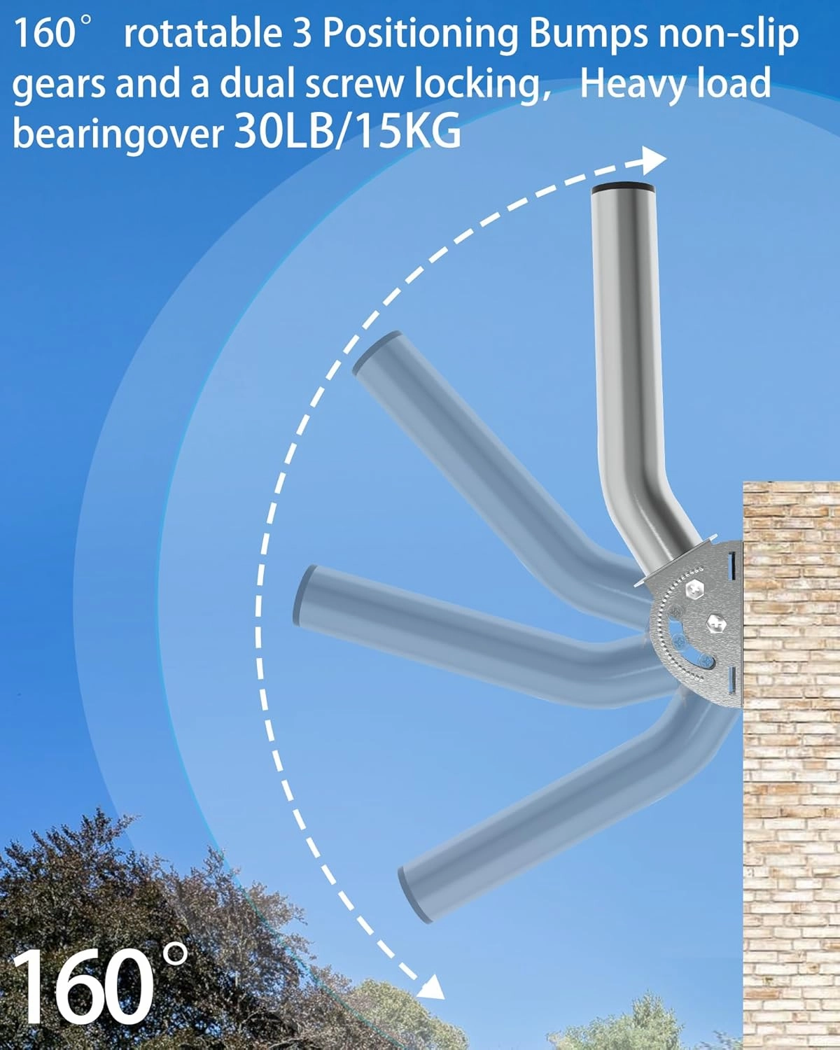 Universal Antenna Pole Mount, 12''(H) - 1.38 Stainless Steel Pole and Wall-Mounted Mounting Bracket Mast Kit for Outdoor TV Antennas, Access Point, Weather Station, Wireless Bridge CPE and More