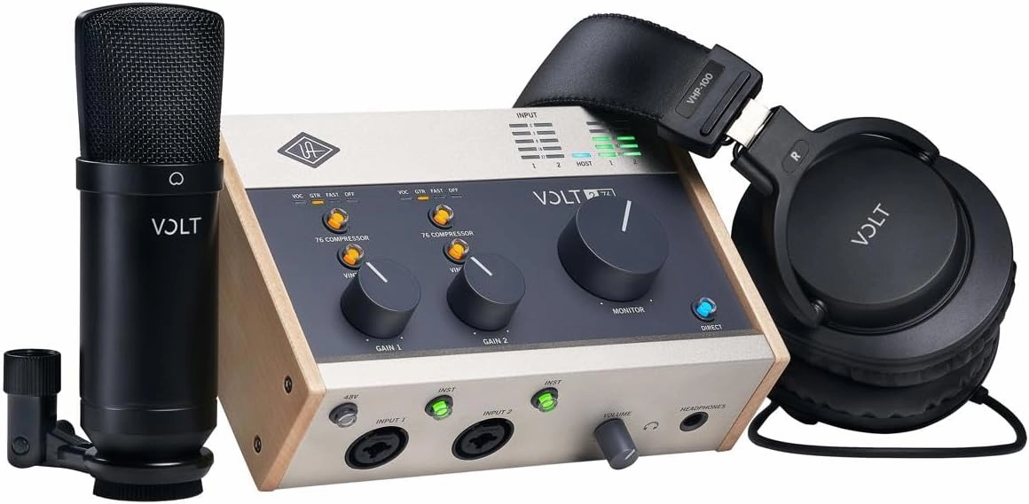 Universal Audio Volt 276 USB Recording Studio Bundle with Audio Interface, Headphones, and Microphone audio interface,USB interface,music recording input,